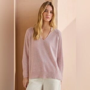 Poetry 100% Cashmere V Neck Sweater Lavender Pink Luxury size 12/14